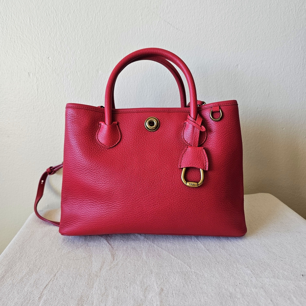 Lauren Ralph Lauren Luxury Red Leather Handbag